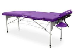 QUIRUMED Easy Lettino da massaggio pieghevole in alluminio, colore viola, 186 x 66 cm, lettino da massaggio, similpelle, leggero, portatile, regolazione telescopica in altezza, fino a 140 kg