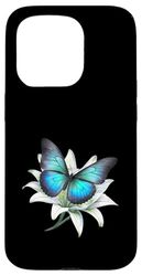 Glittering butterfly with a beautiful lily Case for iPhone 15 Pro