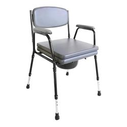 PEPE Mobility - Chaise Percée Toilette Rembourré, Pot de Chambre Adulte, Cadre de Sécurité WC, Accoudoir Personne Âgée, Ajustable