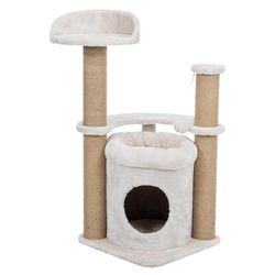 TRIXIE Nayra Krabpaal voor katten 72,7 cm - met jute-gewikkelde paal en groot appartement en bungelend kattenspeelgoed - in greige-bruin