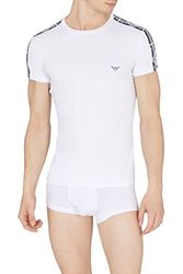 Emporio Armani T-Shirt Textured Monogram Logoband, T-shirt Uomo, Bianco, XL