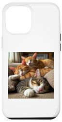 Custodia per iPhone 13 Pro Max Primo piano sparato 3 gatti che dormono sul divano sopra l'uno sull'altro. 4