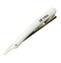 Sesiomworld - Coltello professionale da parrucchiere, lama parziale, 200 g, colore: bianco