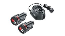 Bosch Home and Garden Pack de Batería y Cargador (2 baterías, en Caja), 12 V