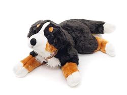 Uni-Toys Berner Sennenhond met tuigje, liggend - 62 cm (lengte) - pluche hond, huisdier - pluche dier, knuffeldier