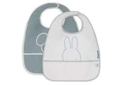 Jollein Slabbetje Baby - Nijntje Peekaboo, Zeegroen - 2-pack - Slabbetje Waterdicht - Met klittenbandsluiting - Babyslabbetje - Slabbetje Baby