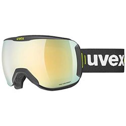 uvex downhill 2100 CV - skibril voor dames en heren - contrastverhogend - vervormings- & condensvrij - black matt/gold-green - one size