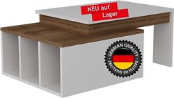 moebel17 2657 Colorado Table Basse pour Salon en Bois de Noyer Blanc avec Compartiments de Rangement 91,8 x 50 x 37,4 cm