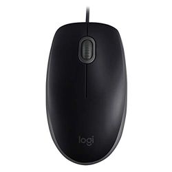 Logitech B110 Wired USB Mouse, Silent Buttons, Comfortable Full-Size Use Design, Ambidextrous PC / Mac / Laptop - Grey