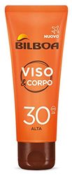 Bilboa Crema facial y corporal con protección SPF 30, tamaño de viaje para bronceado duradero e intenso, contrarresta los signos del envejecimiento, formato de viaje de 75 ml