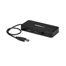 StarTech.com Docking Station USB 3.0 para Dos Monitores DisplayPort - Replicador de Puertos USB 3.0 para Ordenador Portátil Red Gigabit, Color Negro
