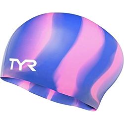 TYR Bonnet de Bain Multicolore en Silicone pour Cheveux Longs