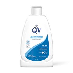 QV Lotion (250ml) Lightweight Hydrating Moisturiser for Dry, Sensitive Skin, Emollient Body Lotion, Fragrance Free, Noncomedogenic Body Cream, Soothing Skin Care for Eczema, Psoriasis, Dermatitis