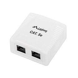 Lanberg Wandrozet OU5-0002-W – 2 x RJ45 CAT.5E – IDC/LSA-stekker – maakt kabel 26-22 AWG – wit