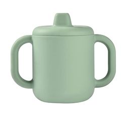 Béaba, 913544 Baby Trainer Cup with Bottle/Cup, 100% High Quality Silicone, Large Handles, Easy to Use, Ergonomic, Smooth Mouth, Sage Green
