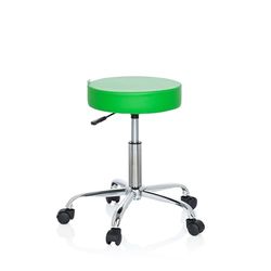 hjh OFFICE 729411 werkkruk OPERATOR II kunstleder groen chroom met en lage kruk hoogte verstelbaar draaibaar