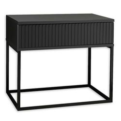 Stella Trading Marle Graphite – Table de Chevet Moderne avec tiroir et Structure en métal Noir, Bois d'ingénierie, 60 x 52 x 38,5 cm