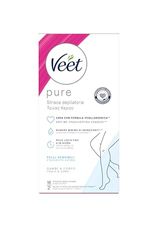 Veet Strisce Depilatorie Viso, Gambe, Corpo e Zona Bikini, Ipoallergeniche e Dermatologicamente Testate, 16 Strisce (8x2 Strisce) + Salviette Post-Epilazione Idratanti