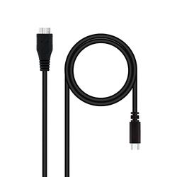 USB 3.0-kabel, USB-C naar Micro B, zwart, 1 m, ideaal voor gegevensoverdracht en het opladen van apparaten.