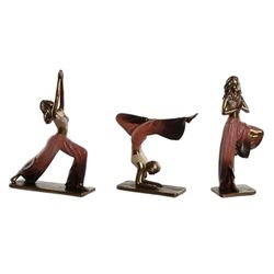 Home ESPRIT Decorative Figure Rose Gold Yoga Scandi 19 x 6 x 26 cm (3 Units)