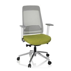 hjh OFFICE 790002 profesjonalne krzesło biurowe CHIARO T2 materiał zielony/szary, ergonomiczne krzesło obrotowe, wysokość siedziska i regulowana głębokość, oparcie z siatki