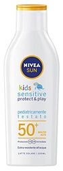 Nivea SUN Kids Sensitive Protect & Play FP50+ i 200 ml flaska, solskydd utan doft, babykräm för känslig hud