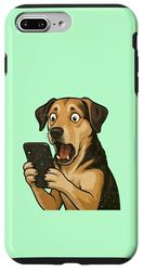 Perro sorprendido Mirando teléfono Inteligente Divertido Meme Arte Carcasa para iPhone 7 Plus/8 Plus
