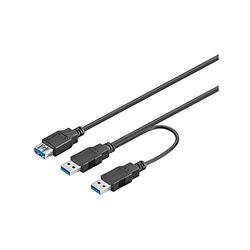 Goobay USB 3.0, 0,3 m - Cabo USB (0,3 m, 0,3 m, USB A, 2 x USB A, 3,0 (3,1 Gen 1), macho / feminino, preto)