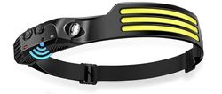 Infinio Shark - Torcia frontale a 230°, grandangolo, 3 luci a LED bianche, ricaricabile, per campeggio, jogging, pesca, luce frontale a LED