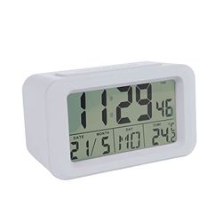 Fisura – Reloj Despertador Digital Blanco Led. Reloj indicador de Fecha y Temperatura. 2 alarmas. Botón Snooze. 2 Pilas AAA.Goma ABS.Medidas :12x5,5x7