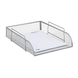 Relaxdays Stackable Metal Document Holder, Silver, 33.5 x 26 x 8.5 cm