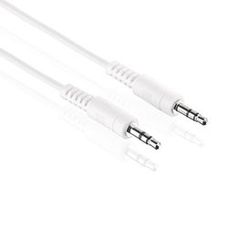 HDSupply AC011-005 Cavo di interconnessione audio stereo da 3,5 mm maschio a 3,5 mm maschio, design ultrasottile, 0,50 m, bianco