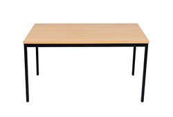 furni24 Table de bureau en acier - 140 x 70 x 75 cm - Hêtre - Montage facile - Certifié TÜV/GS - Table de travail, table de cuisine, table à manger, table d'imprimante, de bureau, bureau d'ordinateur,