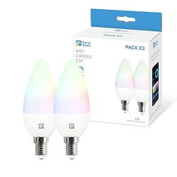 Garza - Pack 2 Ampoules LED Intelligentes Wifi Bougie C37 E14 5W (Équivalent 40W) RGB+CCT, Intensité Réglable, Programmable, Commande Vocale et App (Alexa/Google), WiFi 2,4 GHz