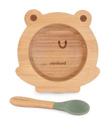 Wooden Bowl Frog, BLW schaal van FSC-gecertificeerd bamboehout met zuignap en lepel met siliconen punt.