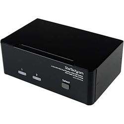 StarTech.com Conmutador Switch KVM de 2 Puertos Doble Monitor DVI VGA Audio 4 puertos USB 1920x1200 - DVI-I USB A Mini-Jack 3,5mm HD15