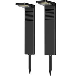 OUSFOT Lampe Solaire Exterieur 30 LED Spot Solaire Extérieur Etanche IP65, Projecteur Solaire avec 2 Modes d’Éclairage au Sol pour Jardin Cour Allée Chemin- 2PCS