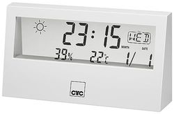 CTC WSU 7022 - Stazione meteo multifunzione con orologio e display LCD trasparente, memoria dati per temperatura e umidità, funzione allarme, colore: Bianco