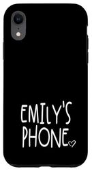Emily's Phone Emily Prénom personnalisé Blanc Noir Coque pour iPhone XR