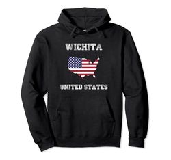 Wichita United States Vintage United States Flag Map Design Pullover Hoodie