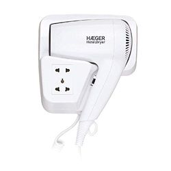 HAEGER Hotel Dryer – Hair Dryer with Wall Mount, 1200 W Power, 1 Speeds – International Electric, 1 Speed and 1 Temperature Level