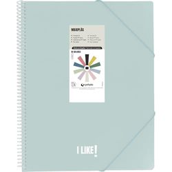 Grafoplas - Carpetas de Fundas Plastico a4, Maxiplas Like, Azul Claro, 20 Fundas Transparentes, Espiral PVC, Perfecta para Archivar Material Escolar y de Oficina