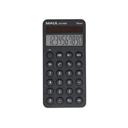MAUL Calcolatrice Eco MD 2 | Calcolatrice solare con 10 cifre e 5 funzioni | Formato smartphone per una facile maneggevolezza | Calcolatrice in 80% plastica riciclata | Angelo blu | Nero