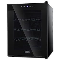 Cecotec - Wine bar da 12 bottiglie con capacità 33 l, design con porta FullCrystal, finitura a specchio, ripiano in acciaio inox, pannello touch e display a LED