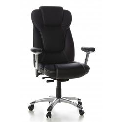hjh OFFICE 668700 Fauteuil de Direction Embassy 200 Similicuir Noir Fauteuil de Bureau rembourré, Dossier Haut, accoudoirs réglables
