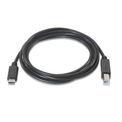 USB 2.0 printerkabel, 3A, USB-C naar M-B, 1M, zwart, ideaal voor snelle overdrachten en apparaataansluiting.
