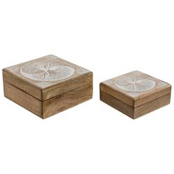 JOYERO SET 2 MANGO 18X18X9 ARBOL BLANCO