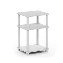 Furinno Just-Mesa auxiliar Turn-N-Tube de 3 níveis, embalagem de 1, branco/expresso