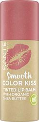 Sante Naturkosmetik Smooth Color Kiss Bálsamo labial tintado con manteca de karité orgánica Hidrata delicado aroma afrutado, 01 Coral suave, 8,5 g