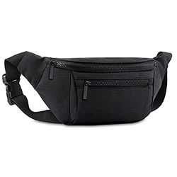 Fanny Pack para Hombres y Mujeres, Paquete de riñonera Grande, Bolsa de cinturón para Viajes, Caminar, Correr, Senderismo, Ciclismo, fácil de Llevar Cualquier teléfono, Cartera, Negro,